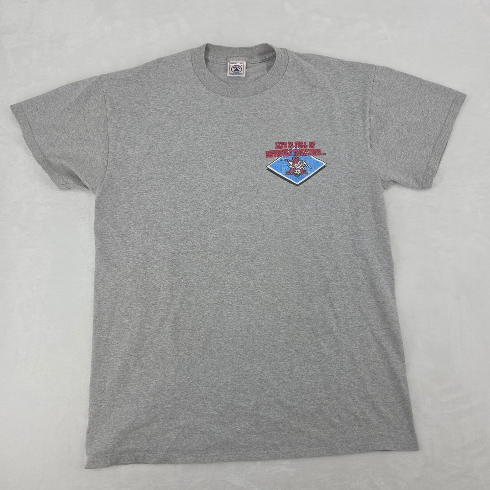 VTG 90s Anheuser Busch Co. Beer Life Is Full Of Difficult Decisions Shirt Sz Lg